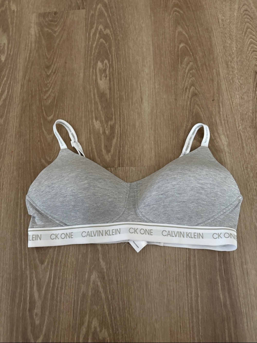 Calvin Klein Light Gray Wireless Bralette with CK One Band
